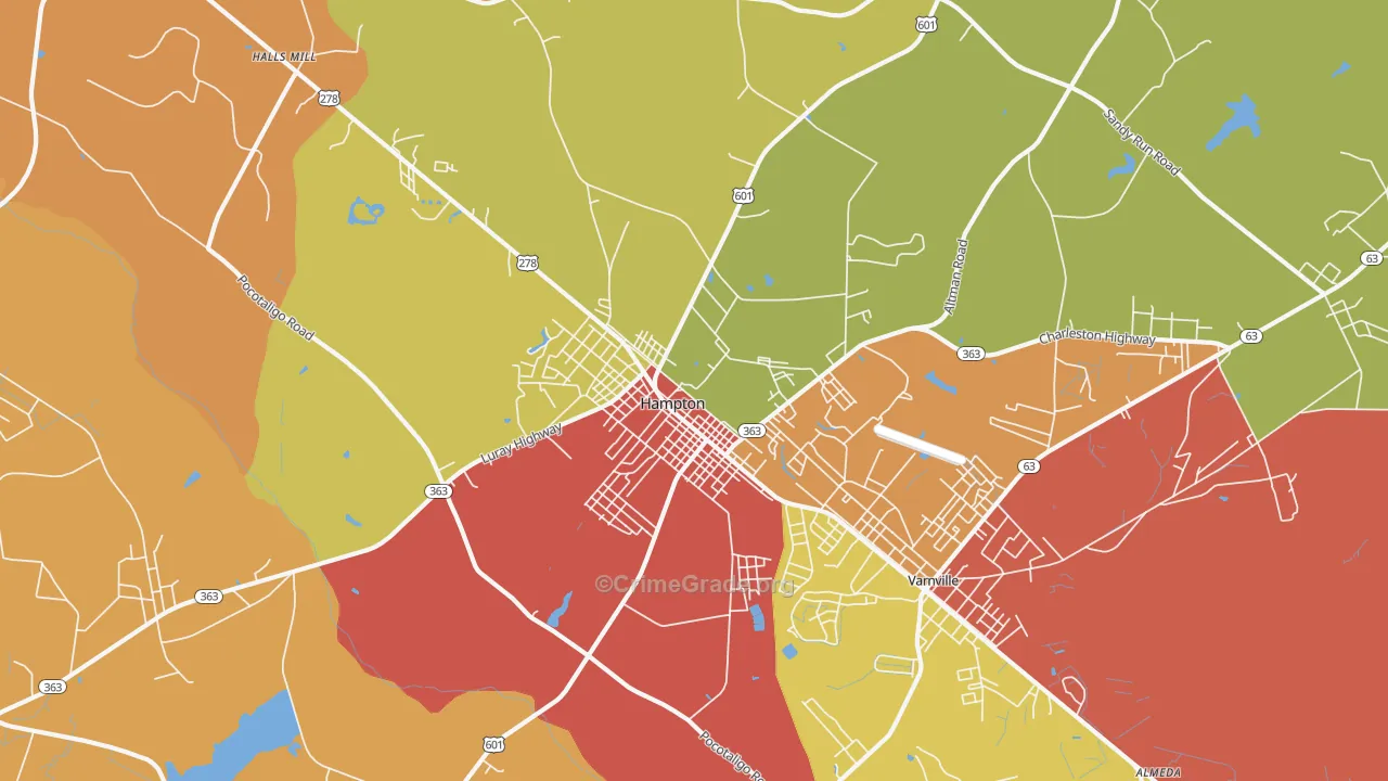 Hampton, SC Map of Vandalism Rates