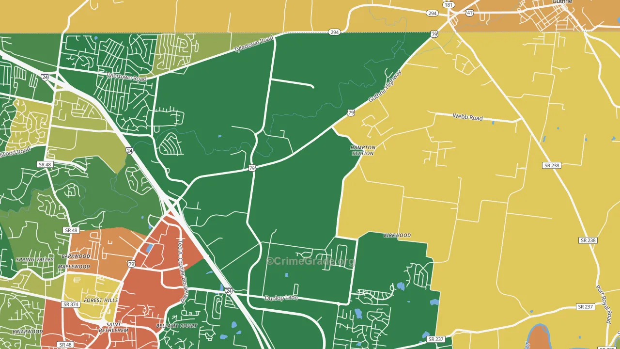 Hampton Station, TN Map of Vandalism Rates