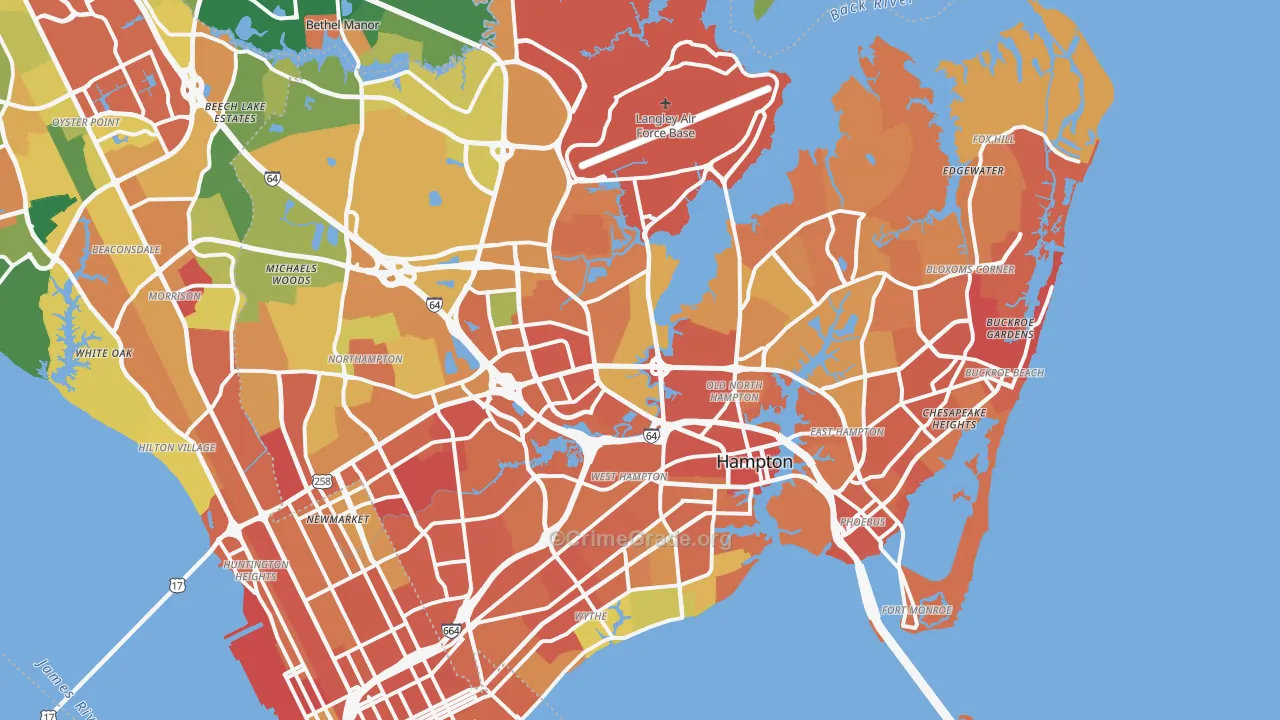 Hampton, VA Map of Vandalism Rates