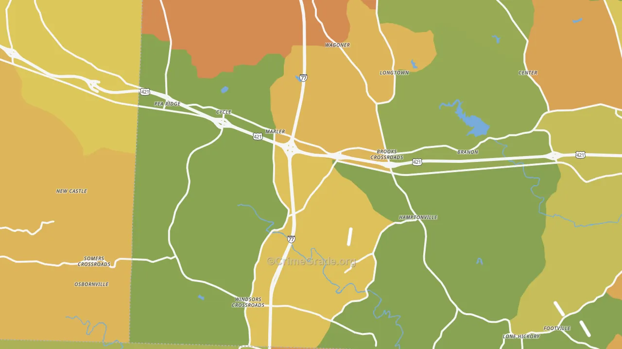 Hamptonville, NC Map of Vandalism Rates