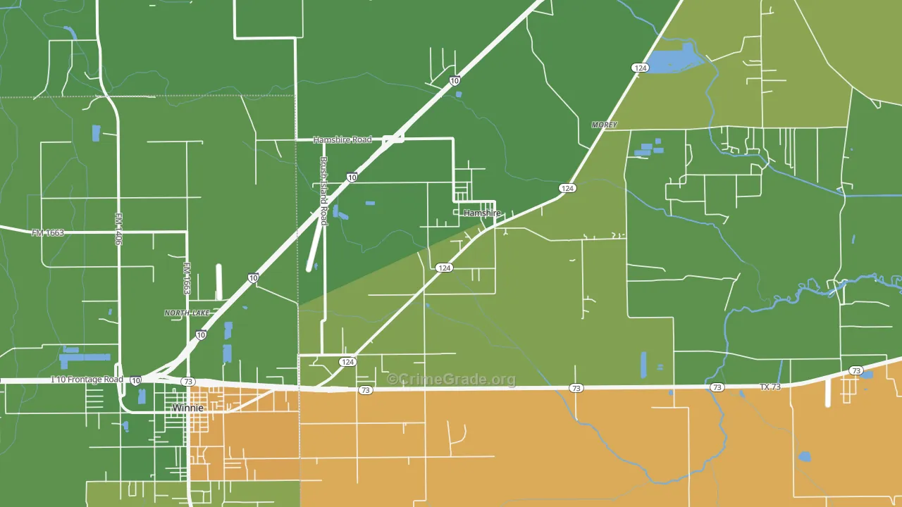 Hamshire, TX Map of Vandalism Rates