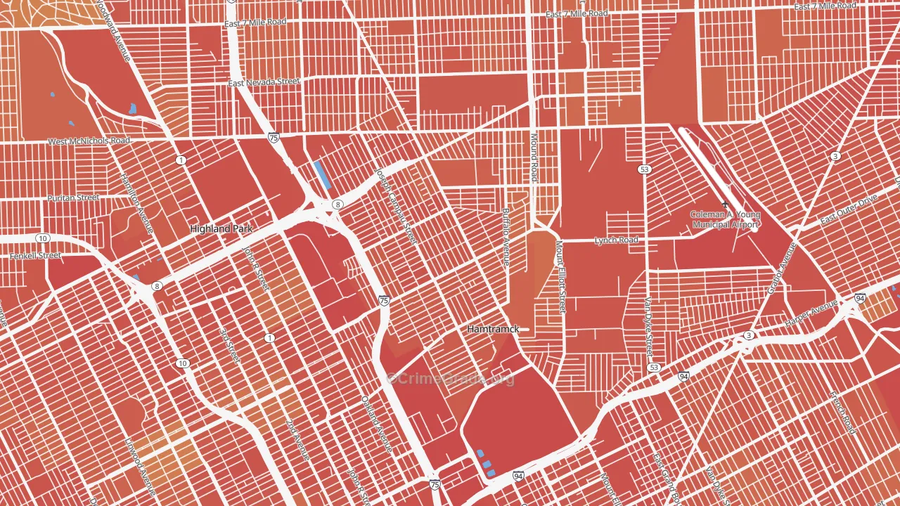 Hamtramck, MI Map of Vandalism Rates