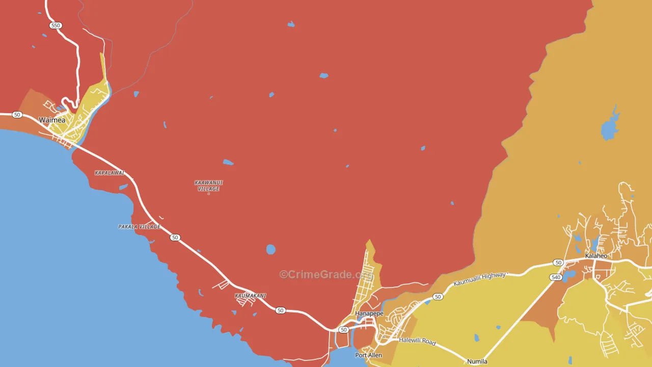 Hanapepe Heights, HI Map of Vandalism Rates