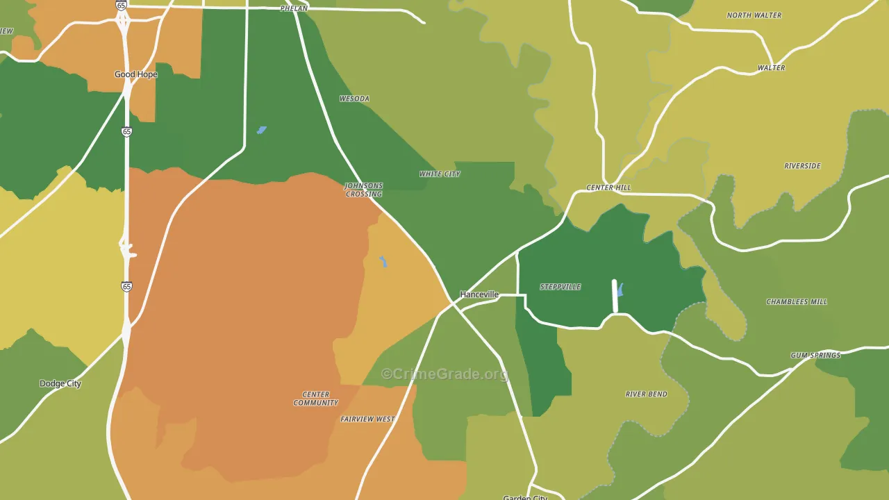 Hanceville, AL Map of Vandalism Rates