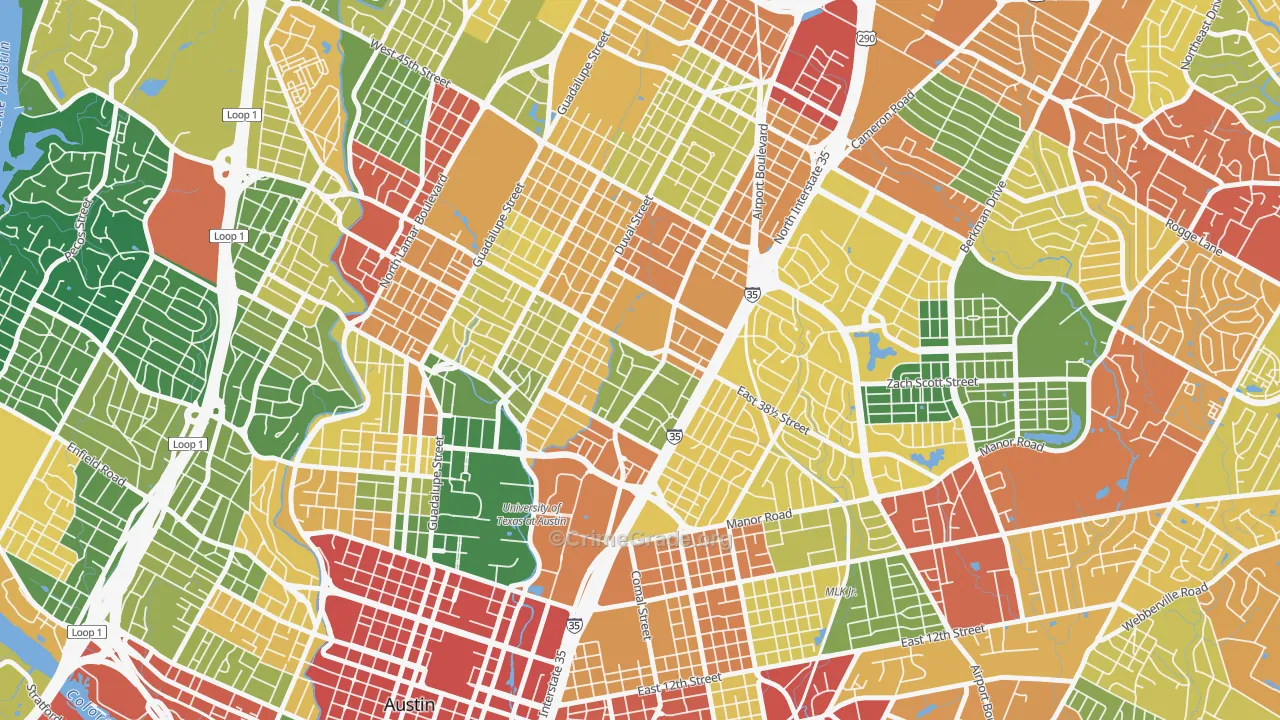 Hancock, Austin, TX Map of Vandalism Rates