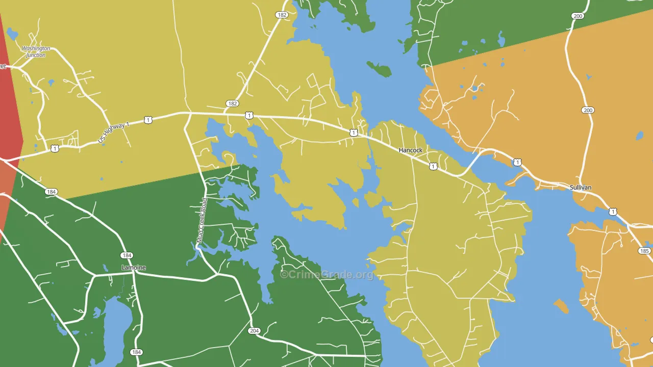 Hancock, ME Map of Vandalism Rates