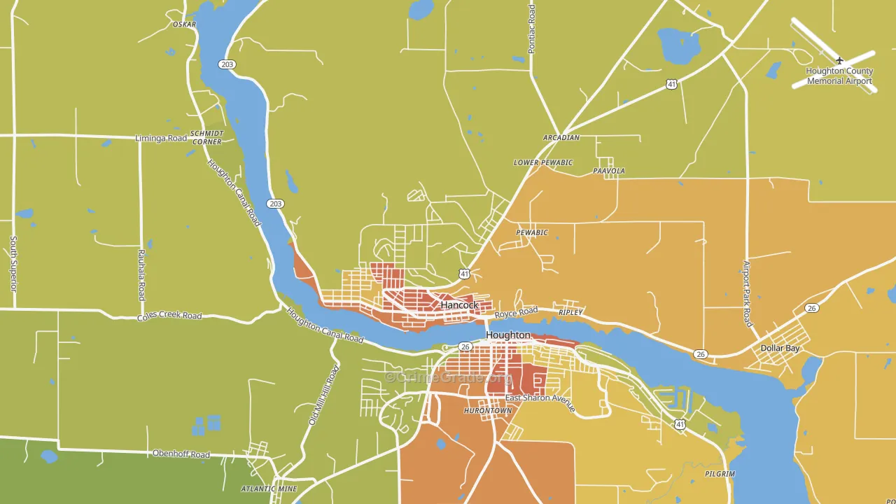 Hancock, MI Map of Vandalism Rates