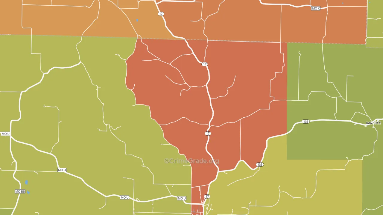 Hancock, MO Map of Vandalism Rates