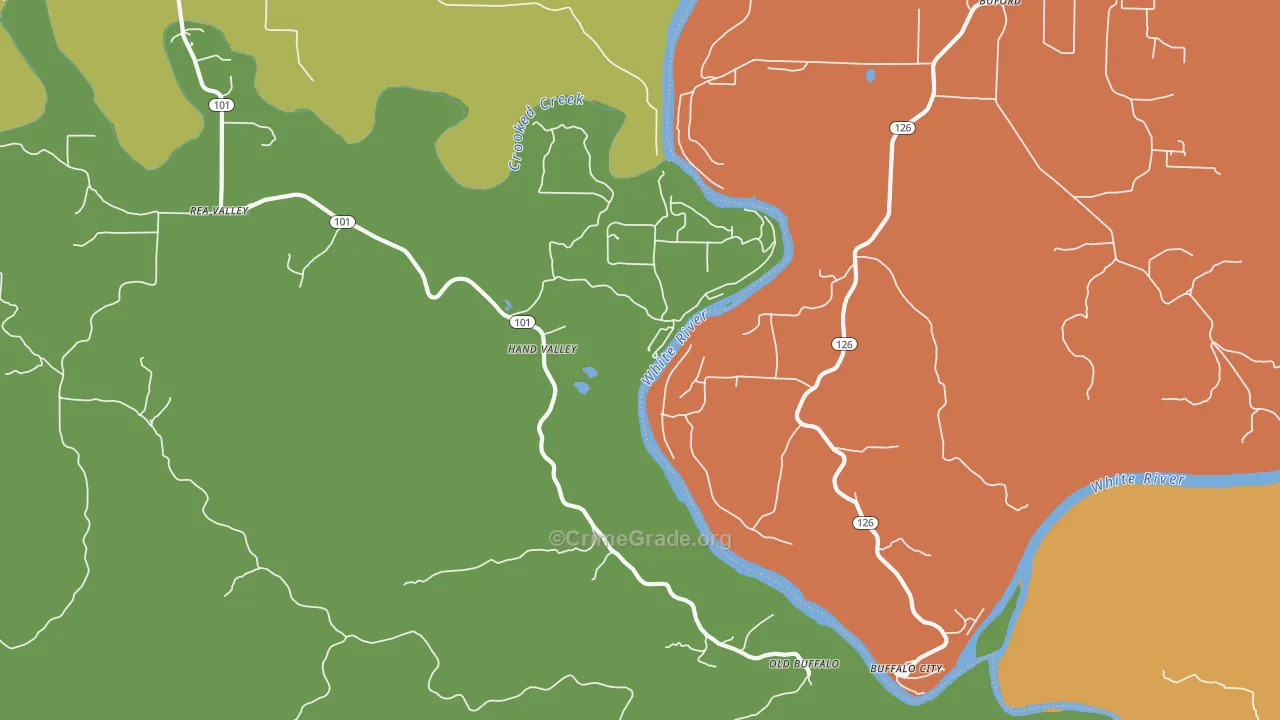 Hand Valley, AR Map of Vandalism Rates