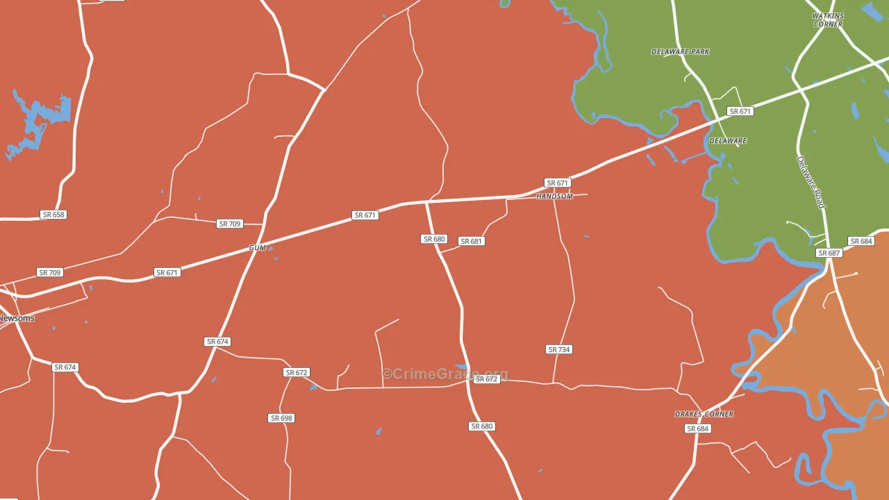 Handsom, VA Map of Vandalism Rates