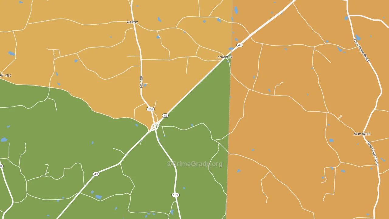 Handy, NC Map of Vandalism Rates