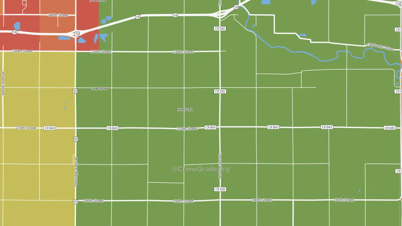 Hanford, IA Map of Vandalism Rates
