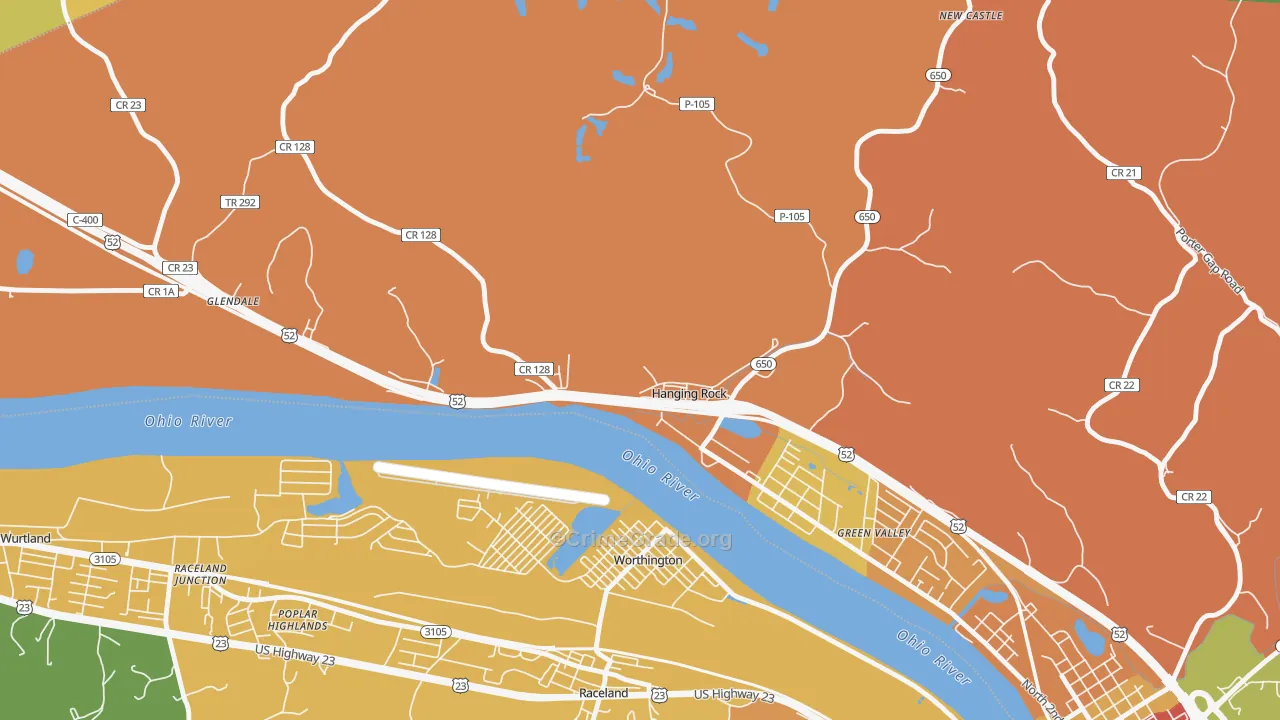 Hanging Rock, OH Map of Vandalism Rates