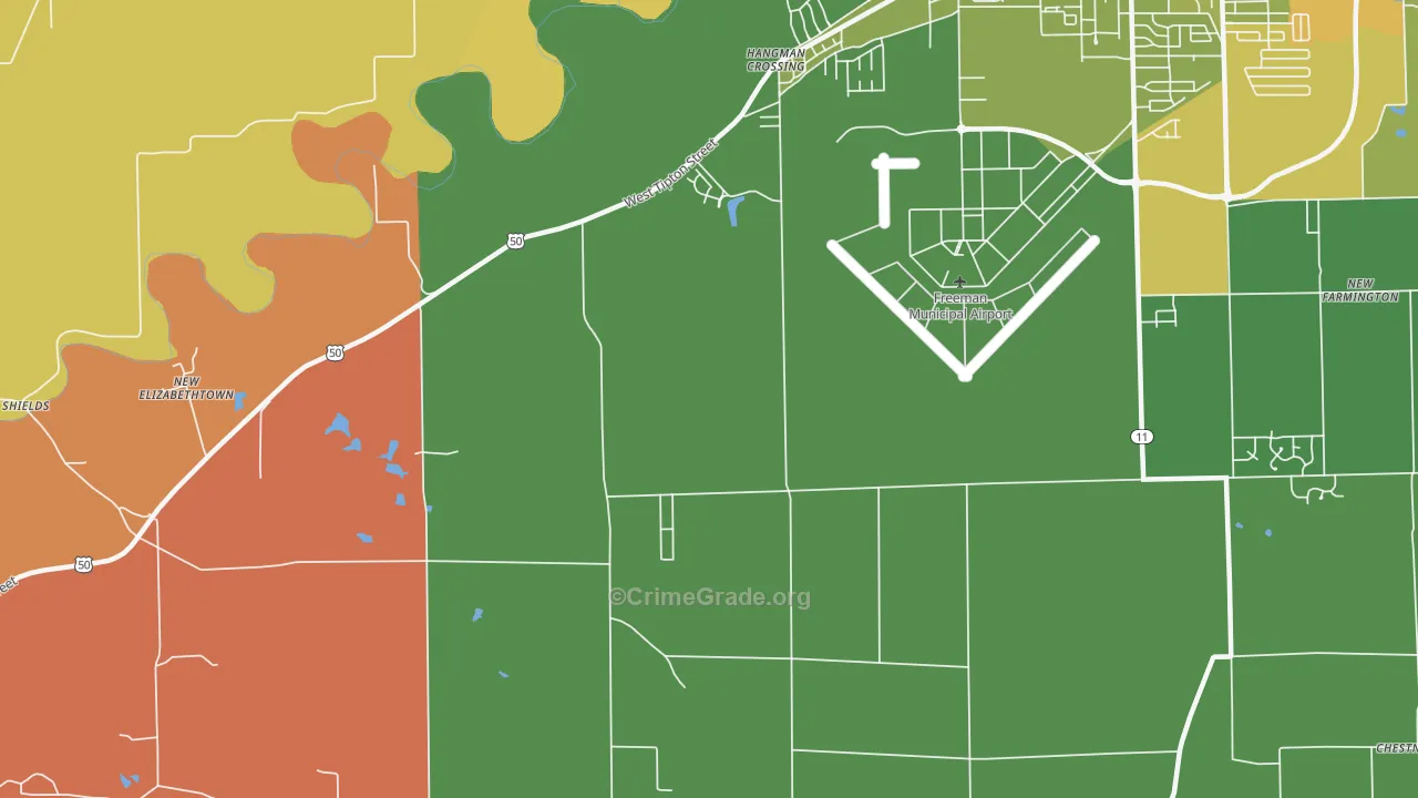 Hangman Crossing, IN Map of Vandalism Rates