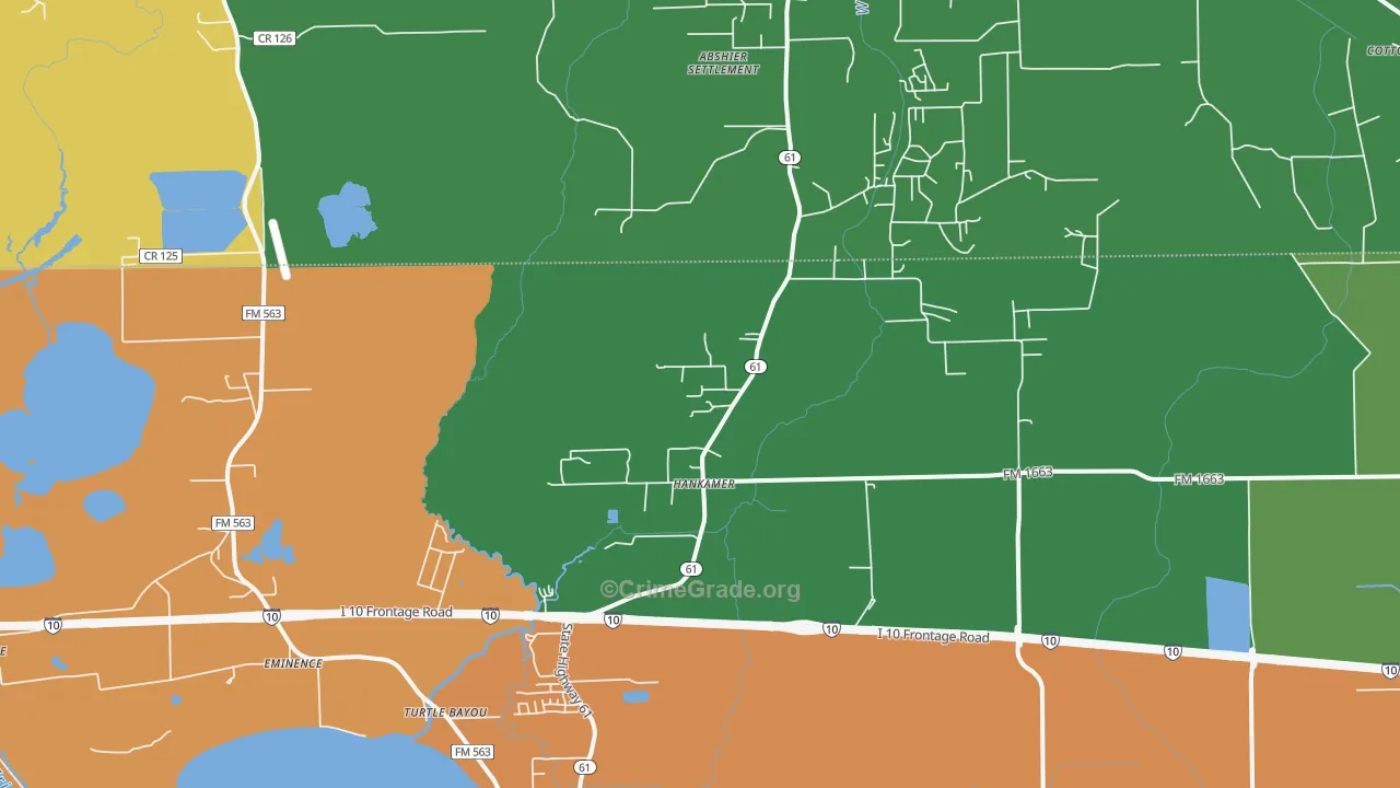 Hankamer, TX Map of Vandalism Rates