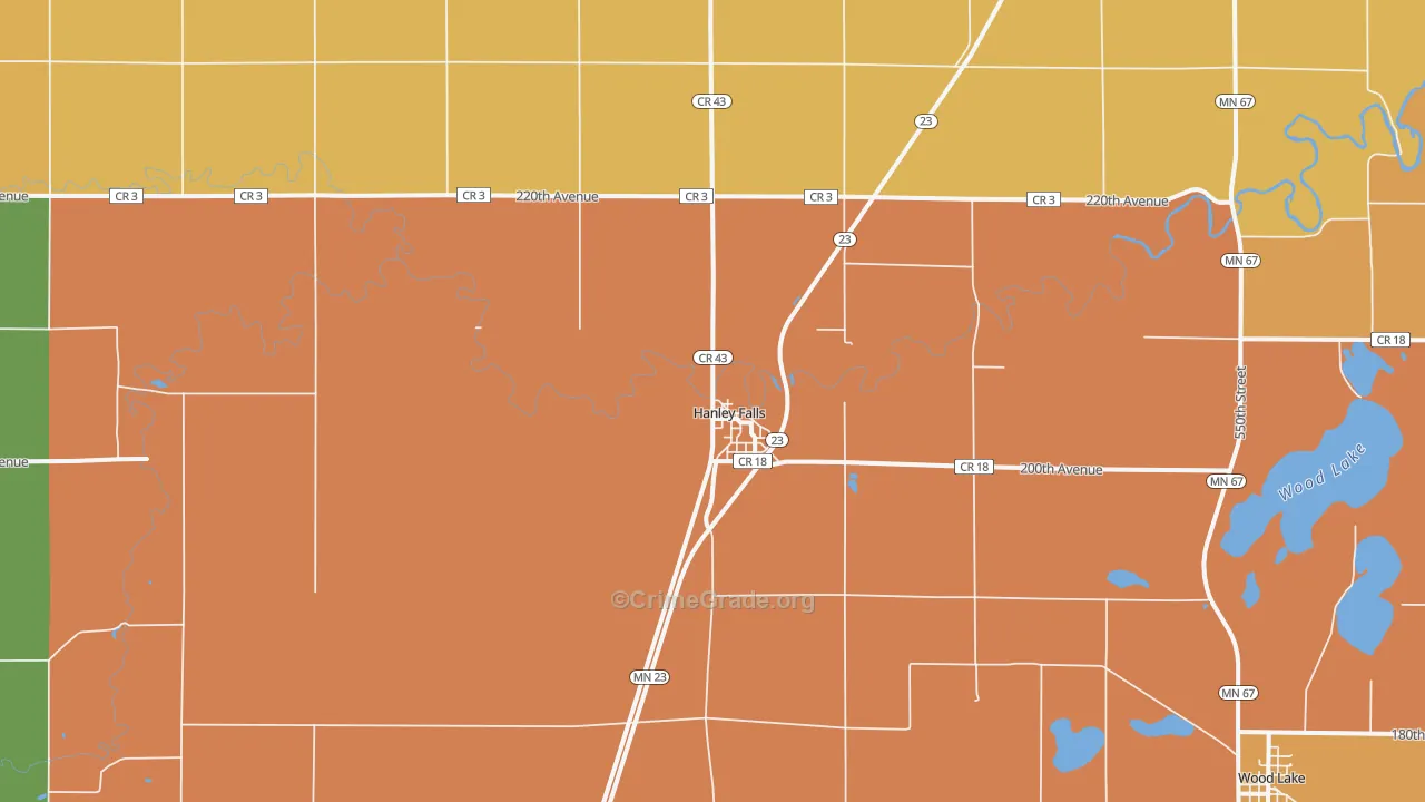 Hanley Falls, MN Map of Vandalism Rates