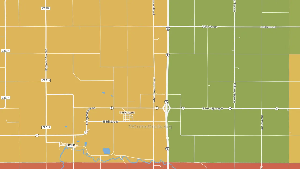 Hanlontown, IA Map of Vandalism Rates