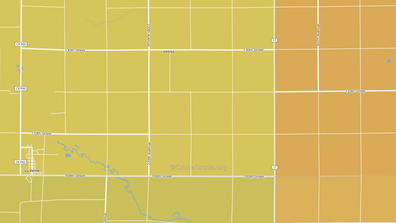 Hanna, IA Map of Vandalism Rates