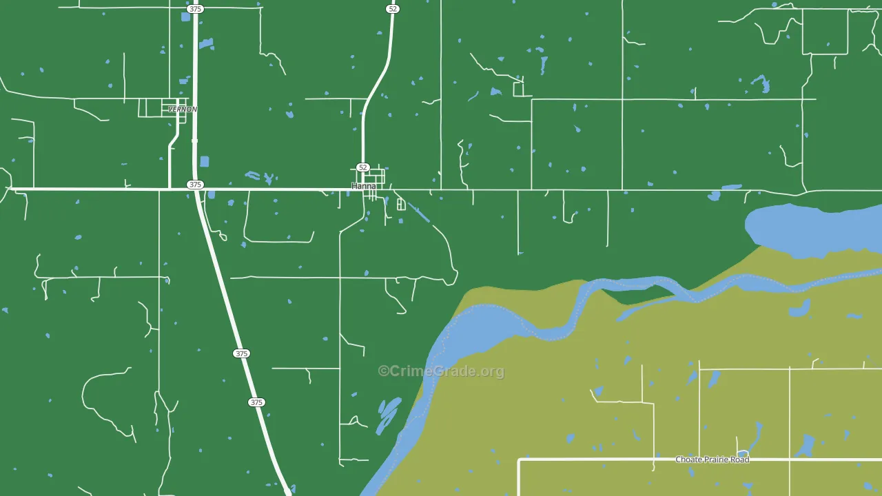 Hanna, OK Map of Vandalism Rates