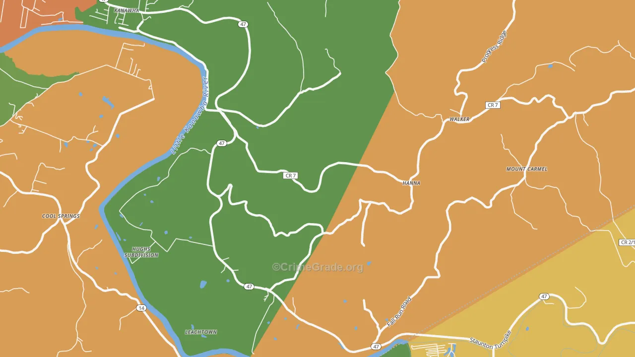Hanna, WV Map of Vandalism Rates
