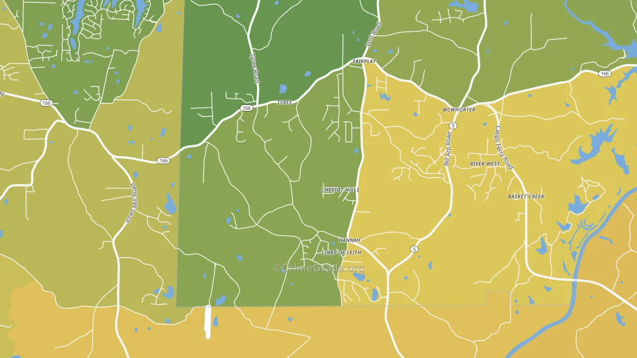 Hannah, GA Map of Vandalism Rates