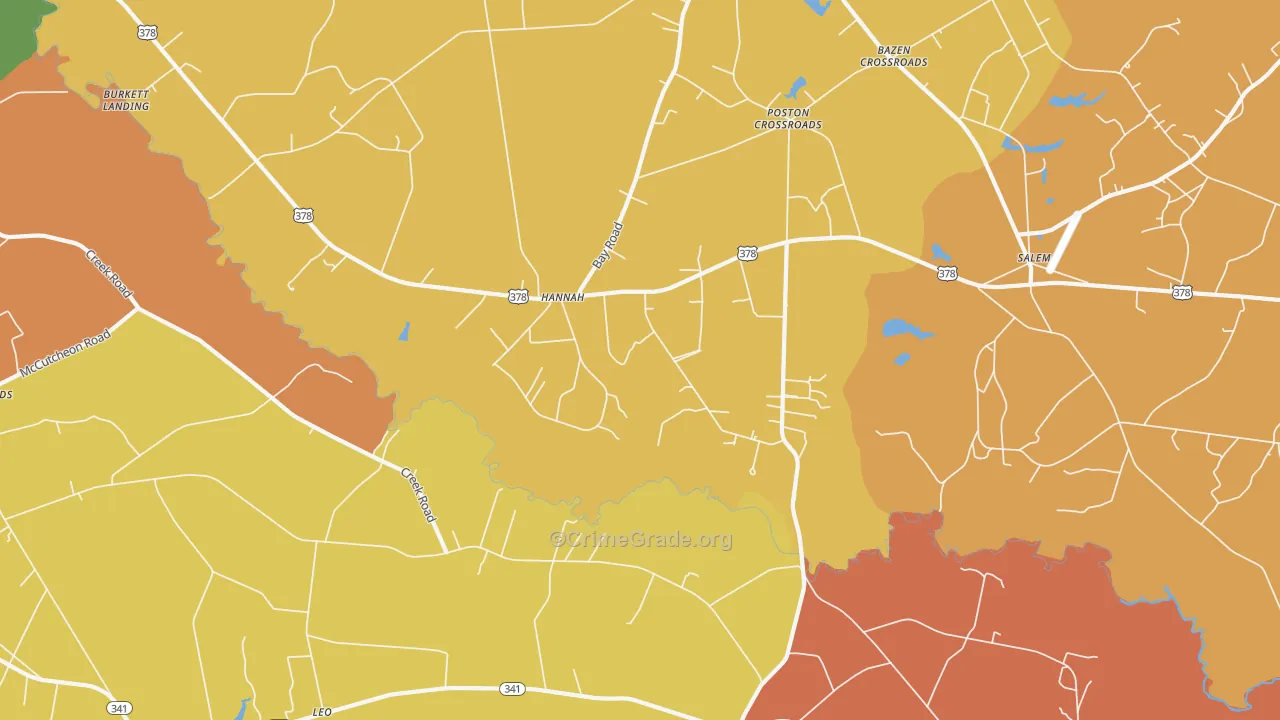 Hannah, SC Map of Vandalism Rates