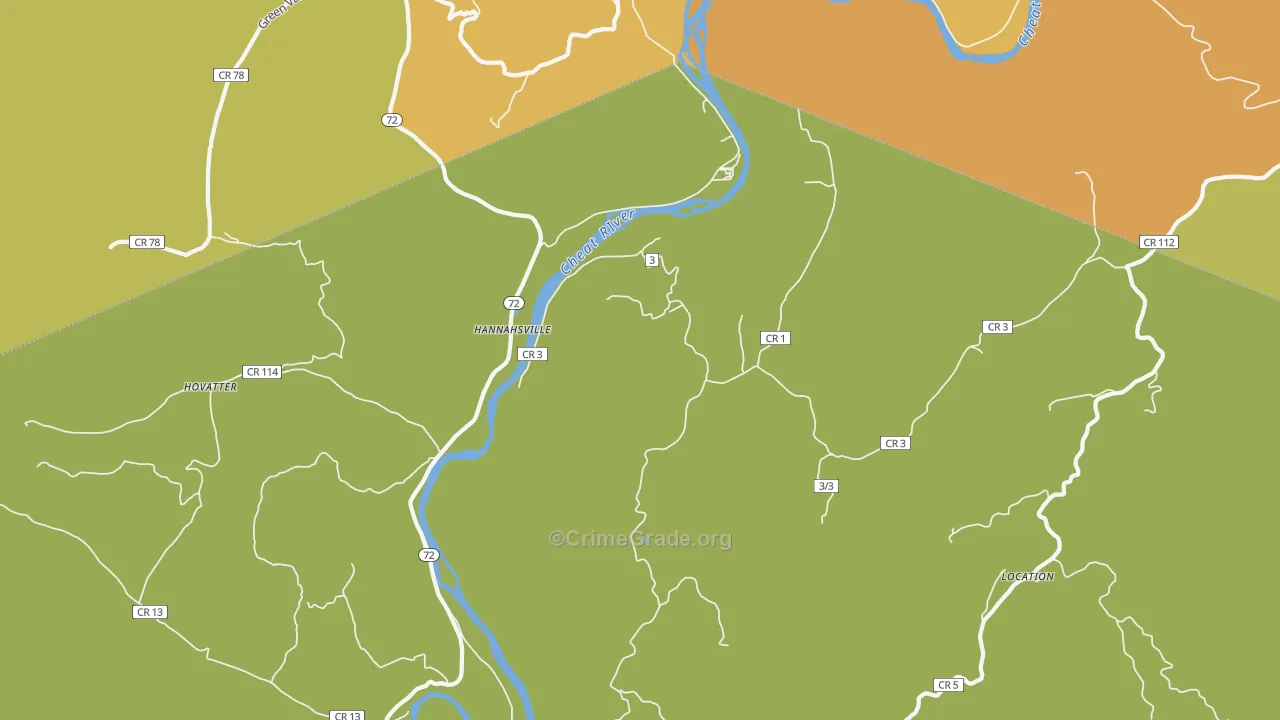 Hannahsville, WV Map of Vandalism Rates