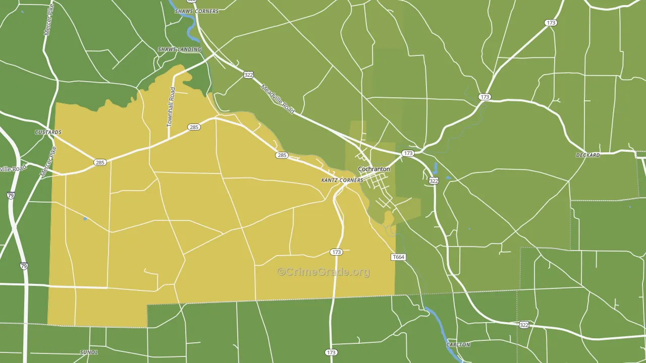 Hannasville, PA Map of Vandalism Rates