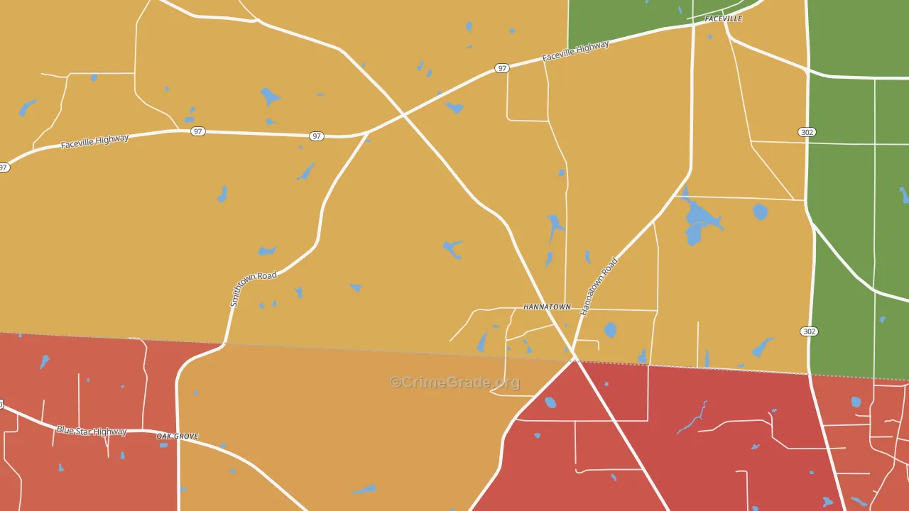 Hannatown, GA Map of Vandalism Rates