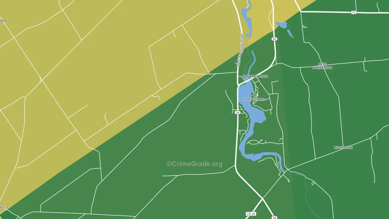 Hannawa Falls, NY Map of Vandalism Rates