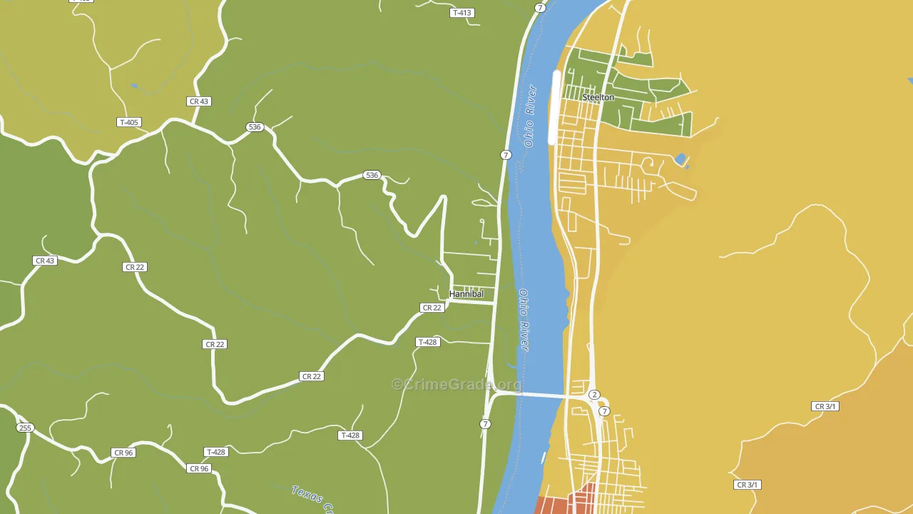 Hannibal, OH Map of Vandalism Rates