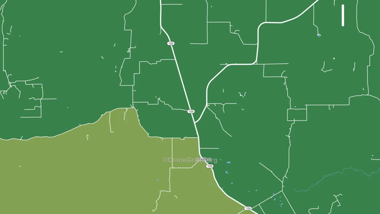 Hannibal, TX Map of Vandalism Rates