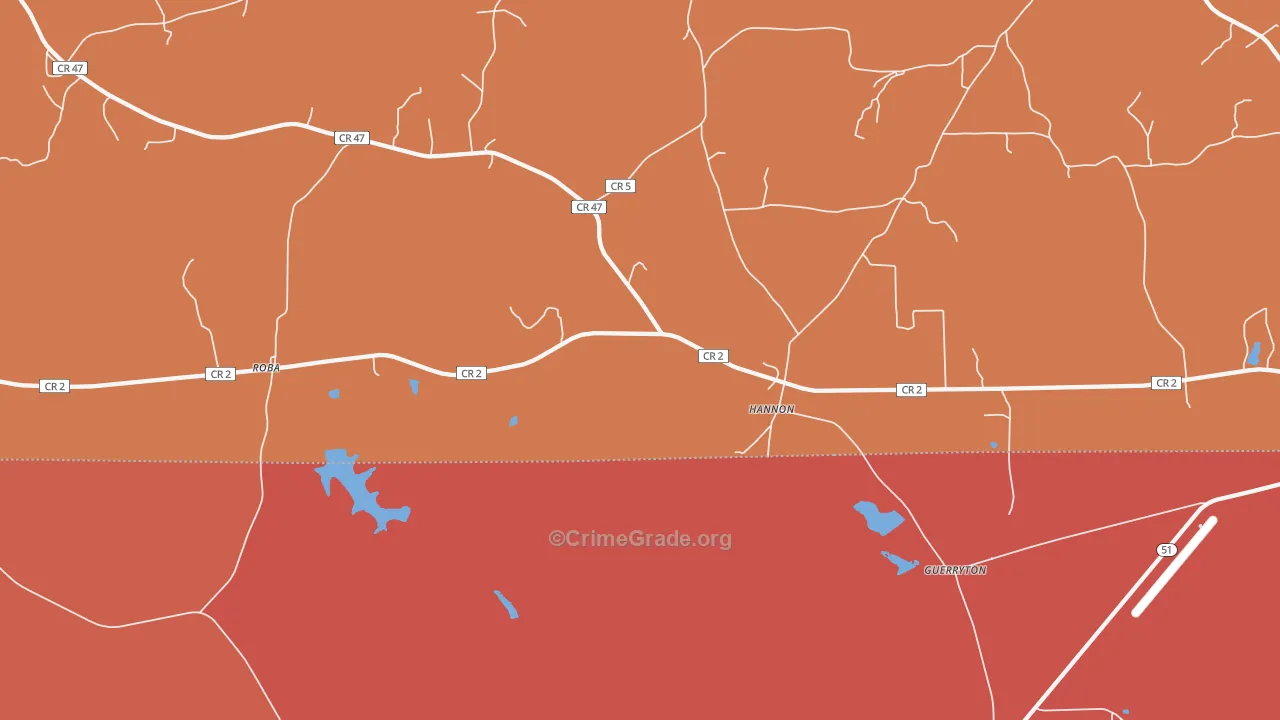 Hannon, AL Map of Vandalism Rates