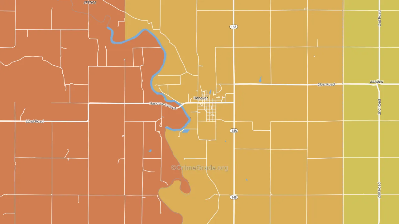 Hanover, KS Map of Vandalism Rates