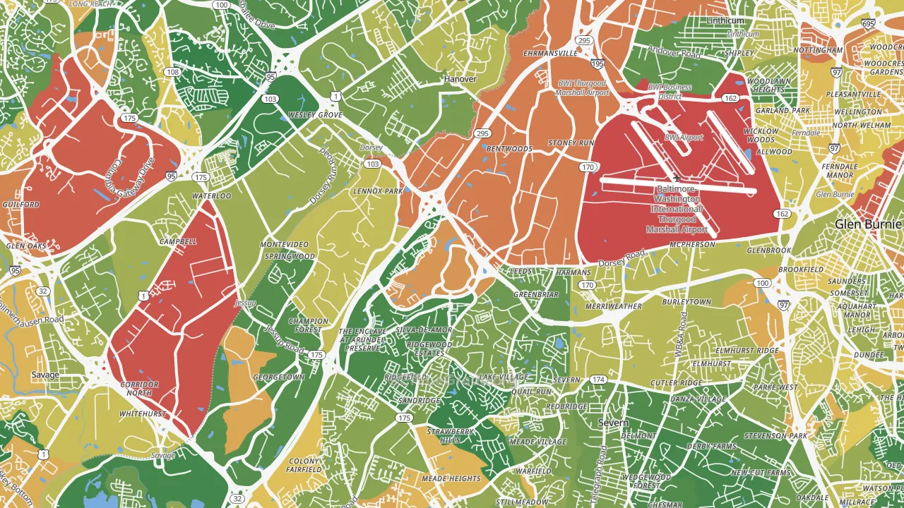 Hanover, MD Map of Vandalism Rates