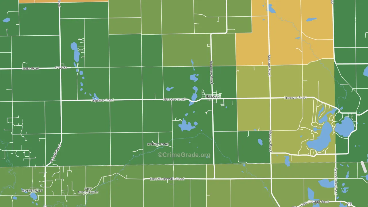 Hanover, MI Map of Vandalism Rates