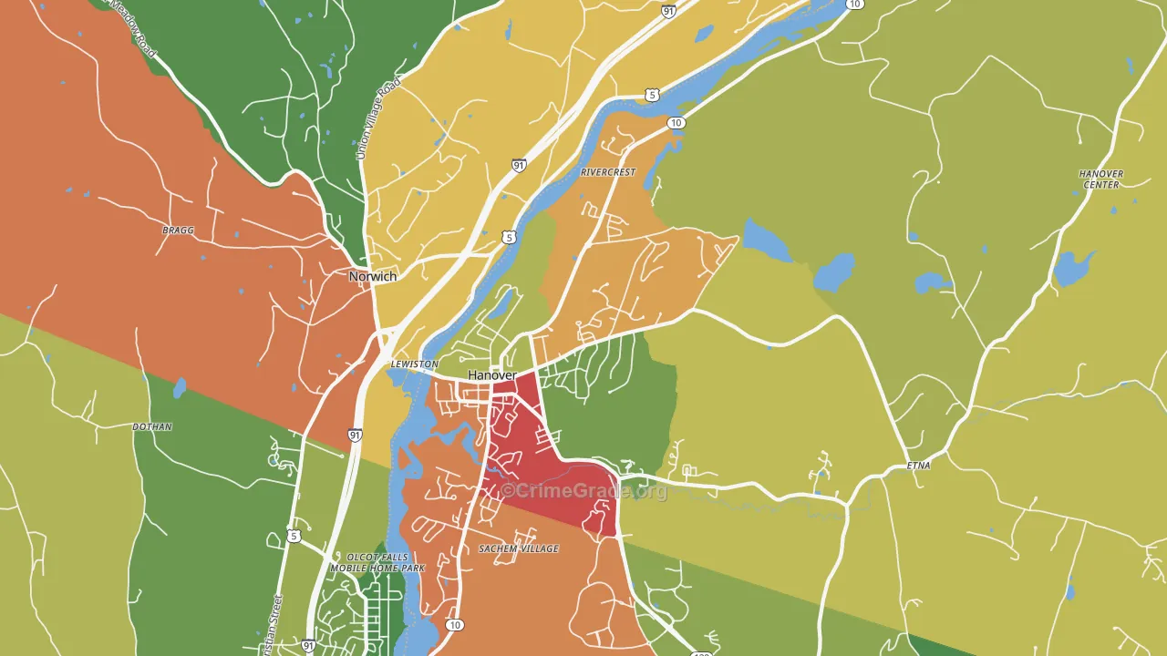 Hanover, NH Map of Vandalism Rates