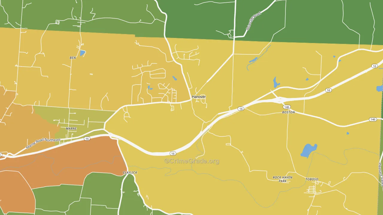 Hanover, OH Map of Vandalism Rates