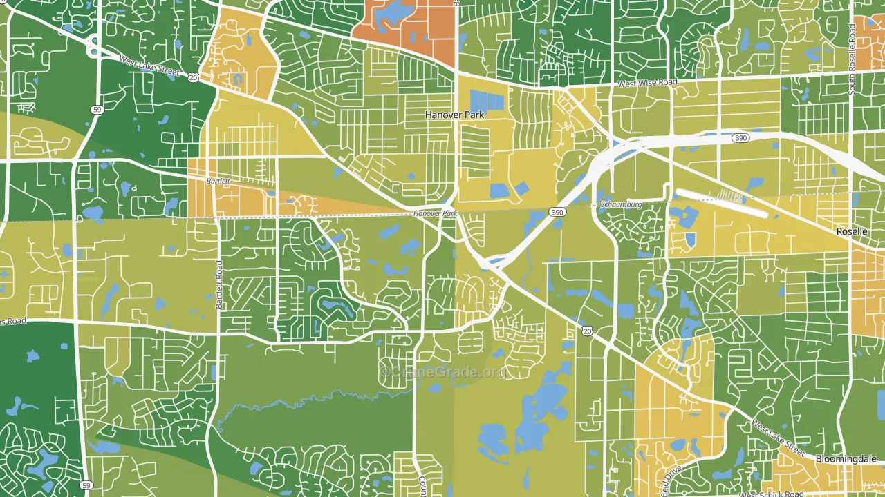 Hanover Park, IL Map of Vandalism Rates