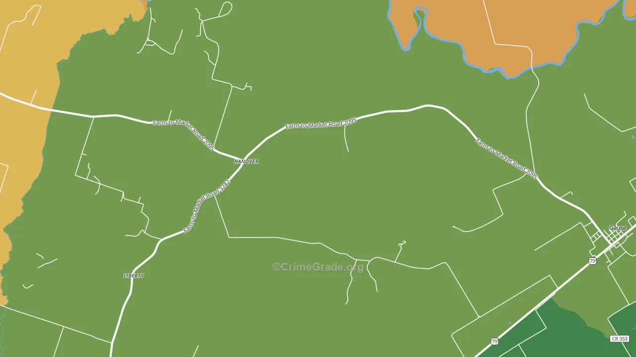 Hanover, TX Map of Vandalism Rates
