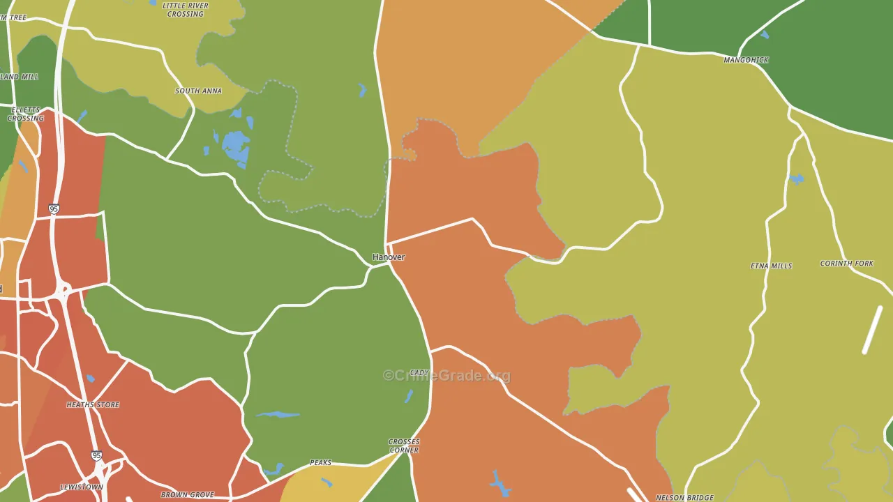 Hanover, VA Map of Vandalism Rates