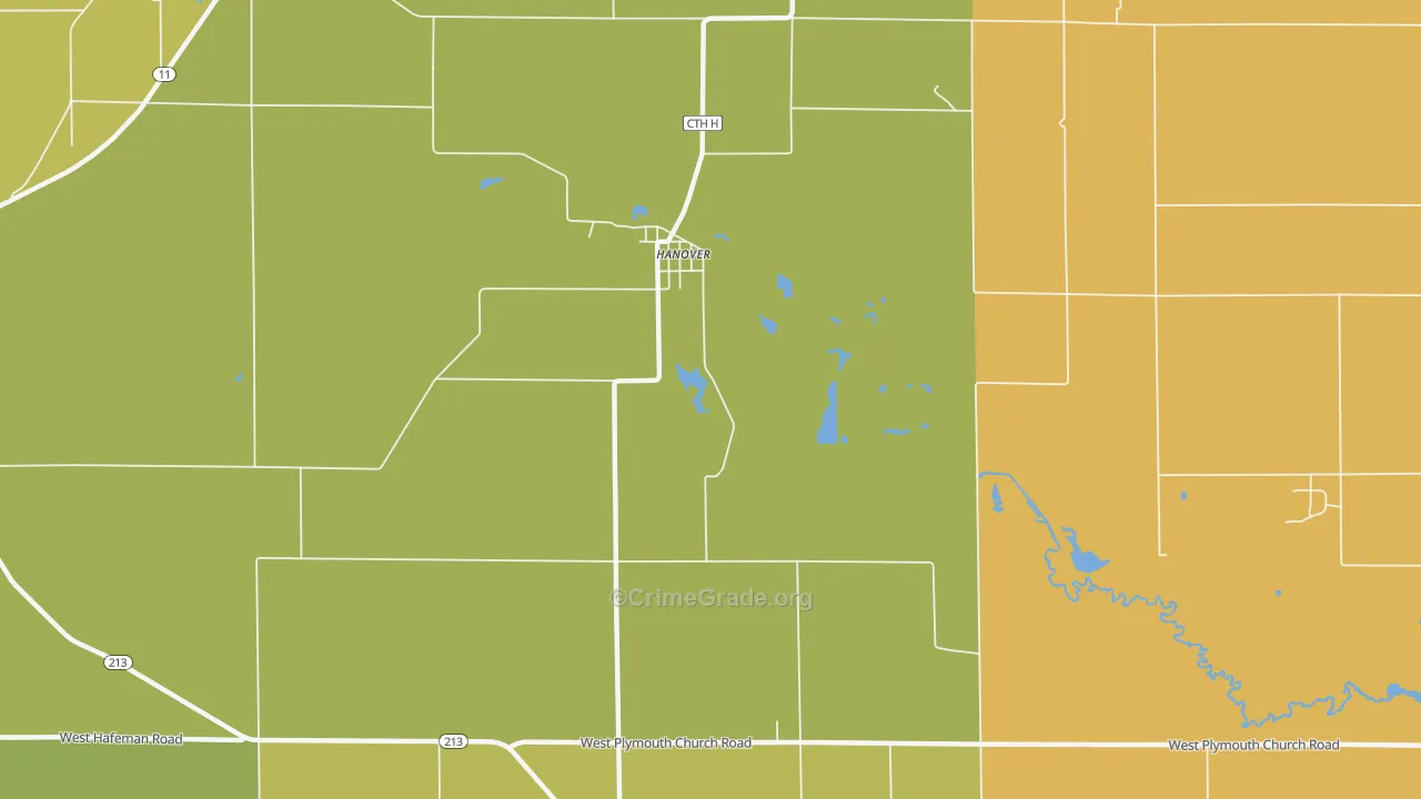 Hanover, WI Map of Vandalism Rates