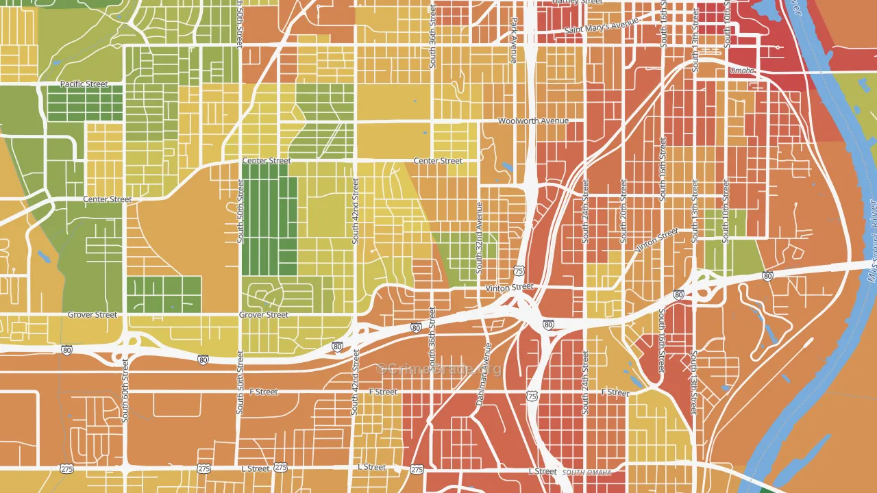 Hanscom Park, Omaha, NE Map of Vandalism Rates