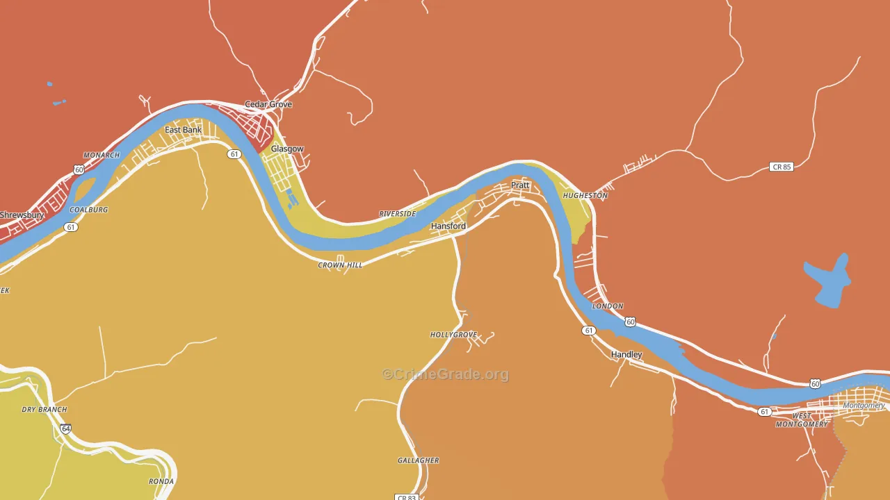 Hansford, WV Map of Vandalism Rates