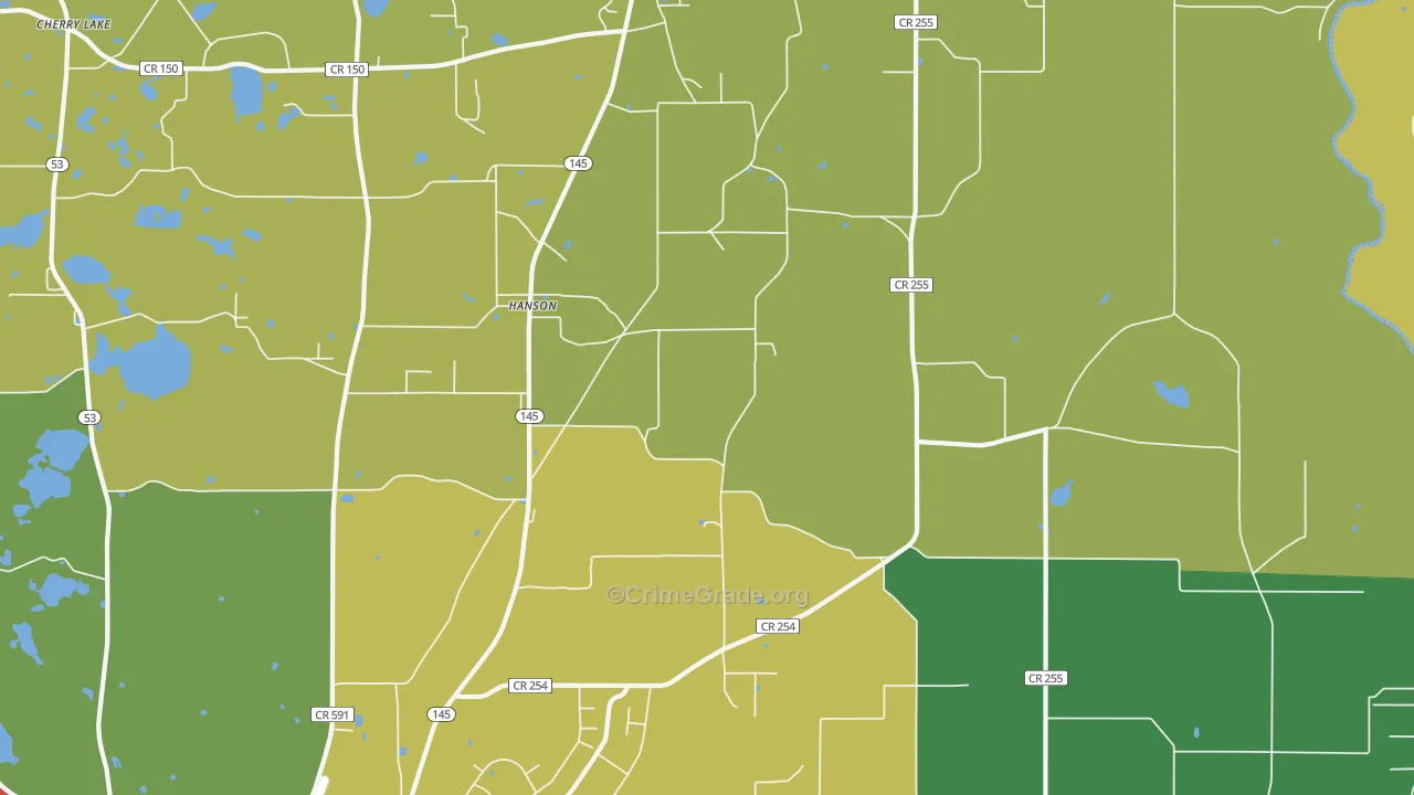 Hanson, FL Map of Vandalism Rates