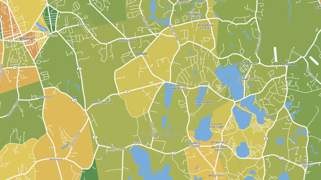 Hanson, MA Map of Vandalism Rates