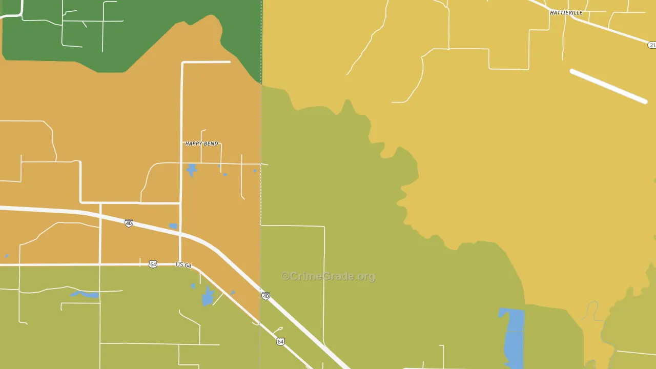 Happy Bend, AR Map of Vandalism Rates