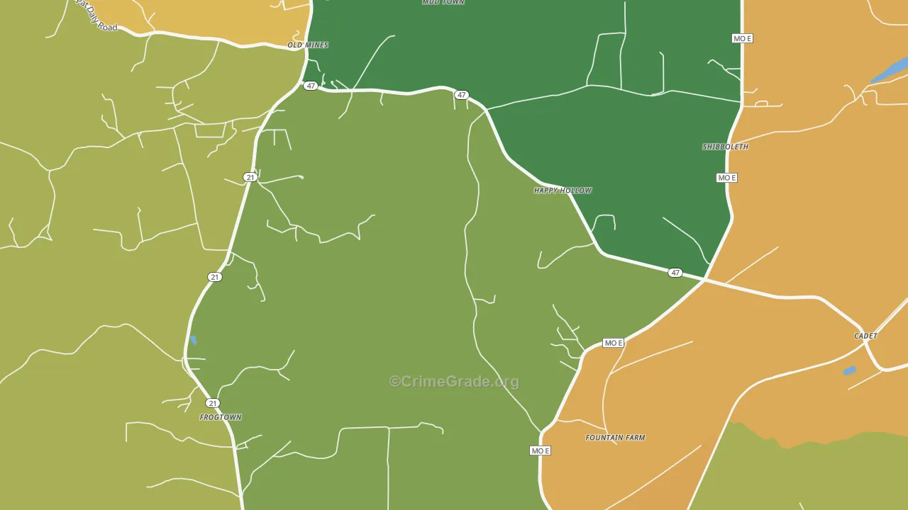 Happy Hollow, MO Map of Vandalism Rates