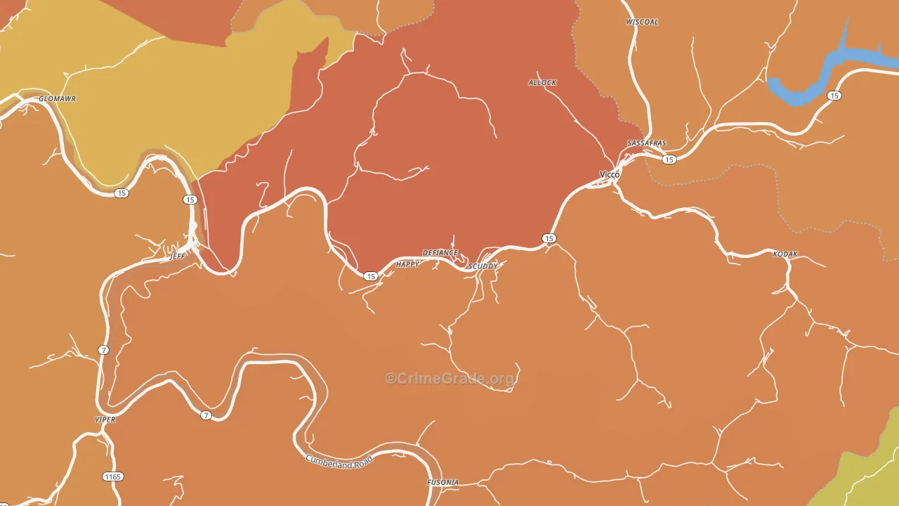 Happy, KY Map of Vandalism Rates