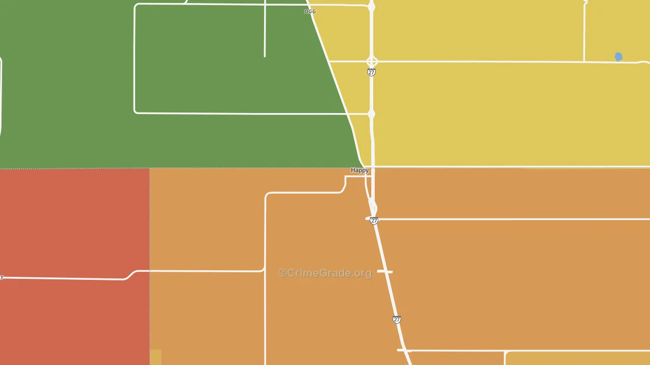 Happy, TX Map of Vandalism Rates